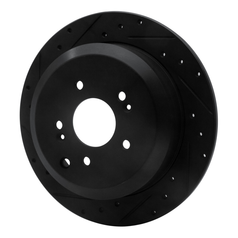 Hyundai Veracruz Brake Rotor (1) - Rear Left - R1 Concepts - Drilled & Slotted - Black - `07-`12